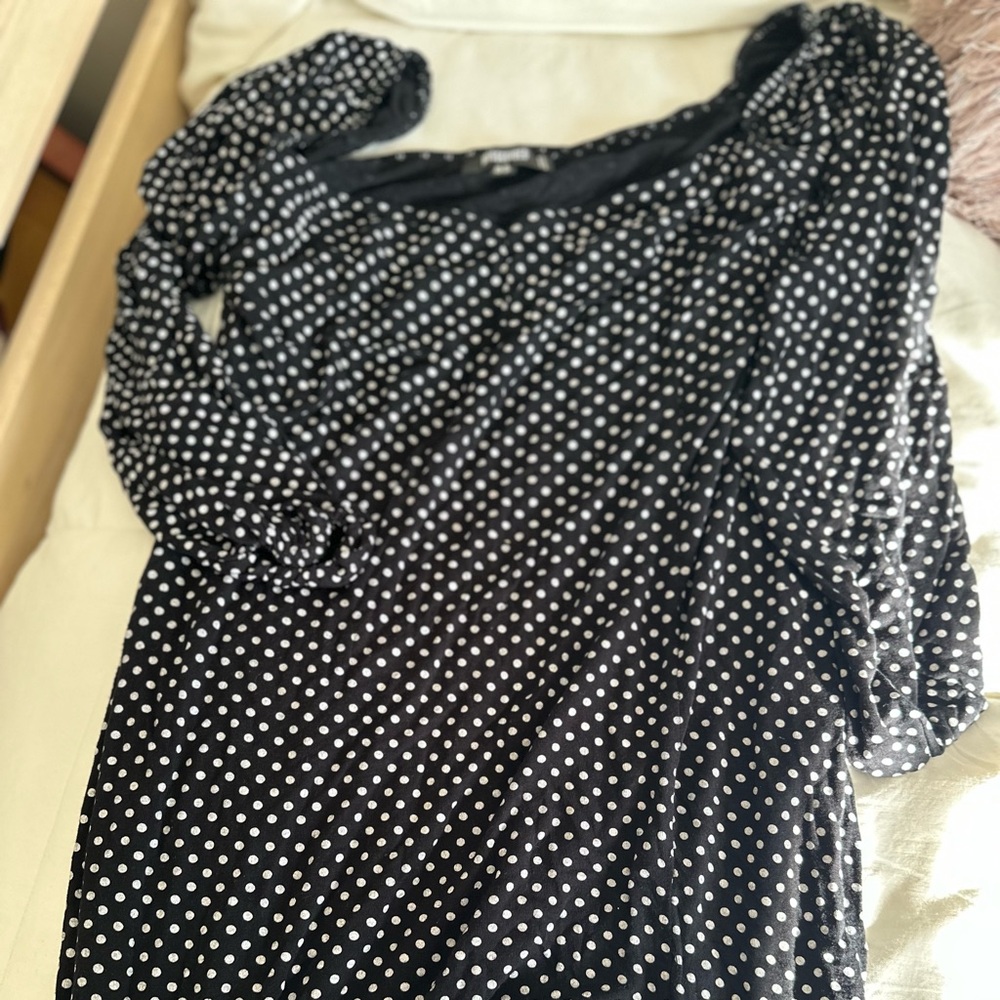 Missguided Black Dress with White Polka Dots